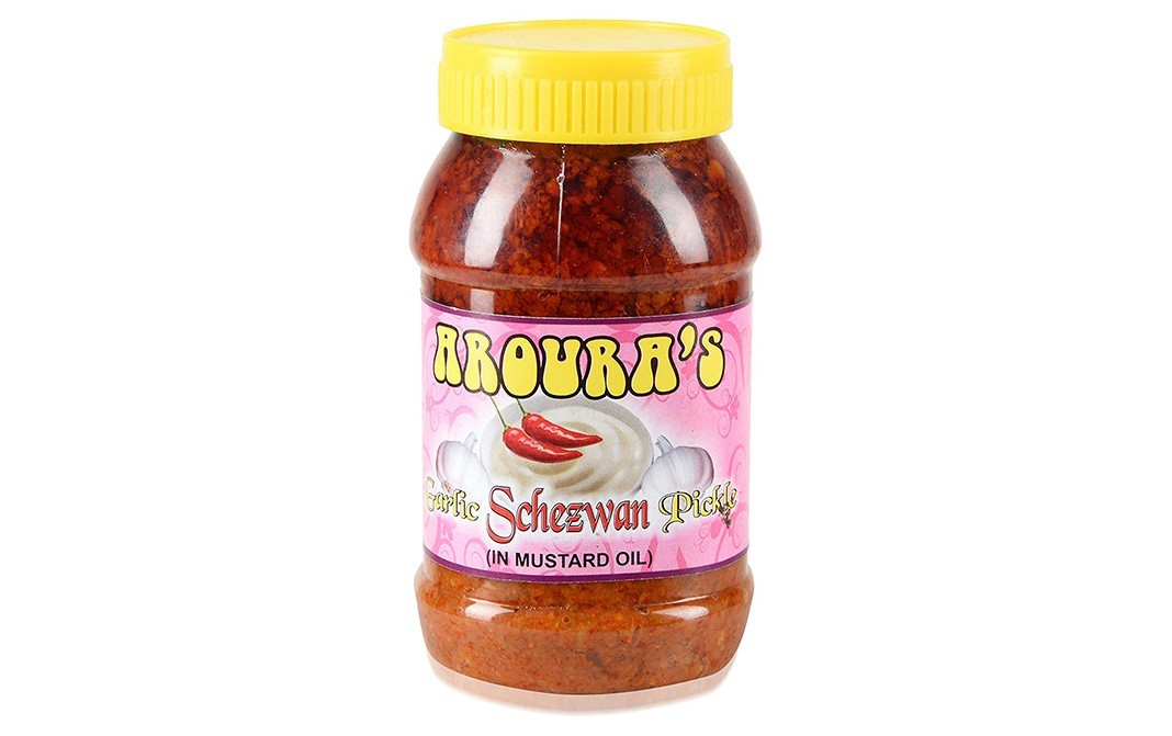 Aroura Garlic Schezwan Pickle (In Mustard Oil)   Glass Jar  400 grams